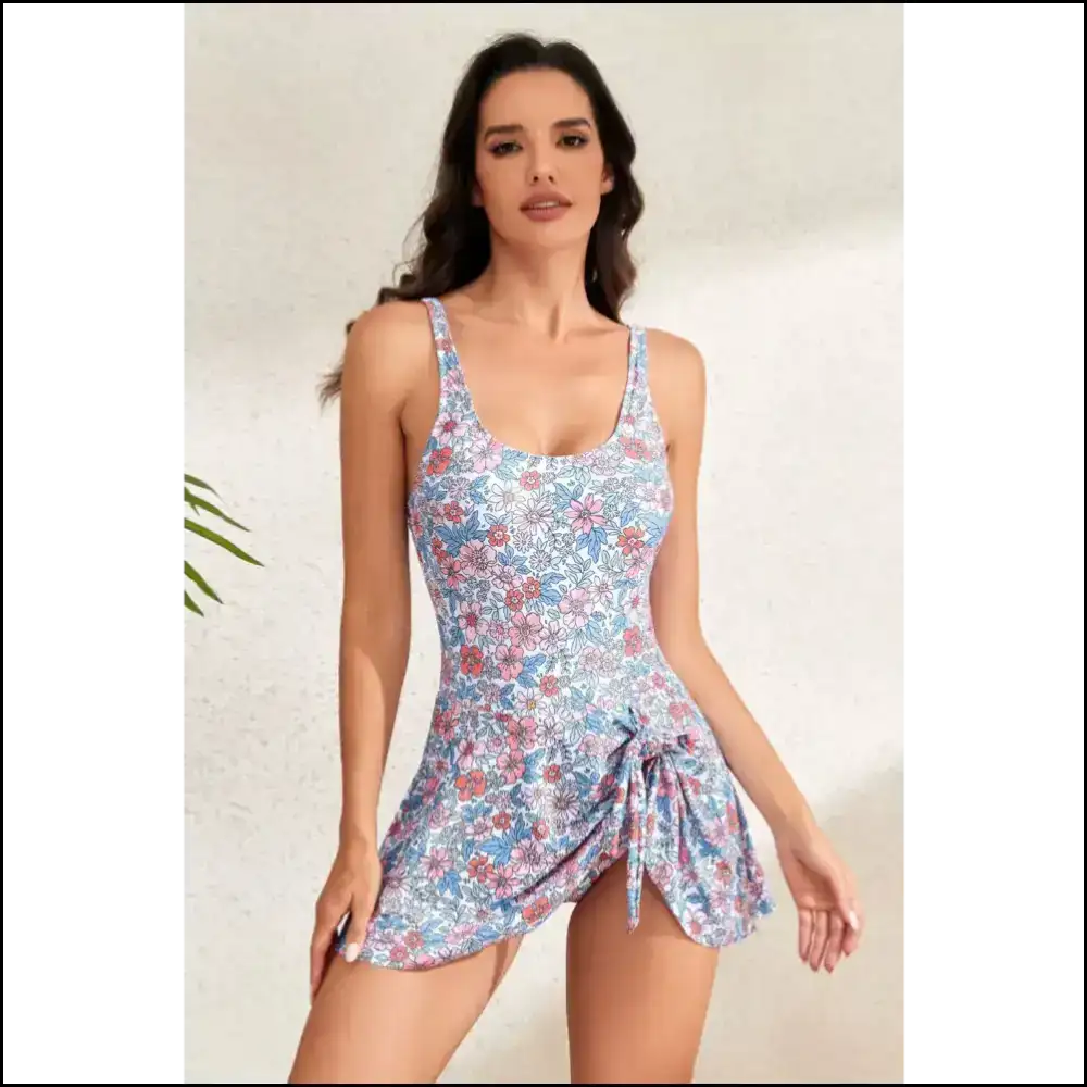 Dive Into Goddess Mode with our Scoop Neck Drawstring Swimwear! π - Blue / 2xl - One-piece