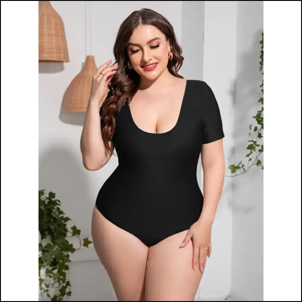 Make Waves in our Sassy Plus Size Scoop Neck 1-piece Swimsuit! ππββοΈ - Black / 2xl - One-piece