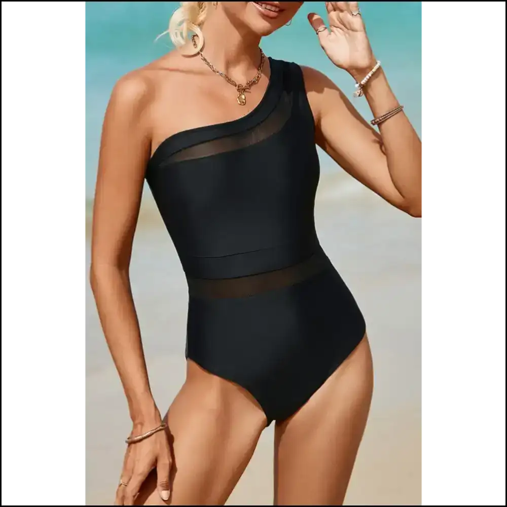 Chic Single Shoulder Swimwear: where Style Meets Sunburn Survival - Black / s - One-piece