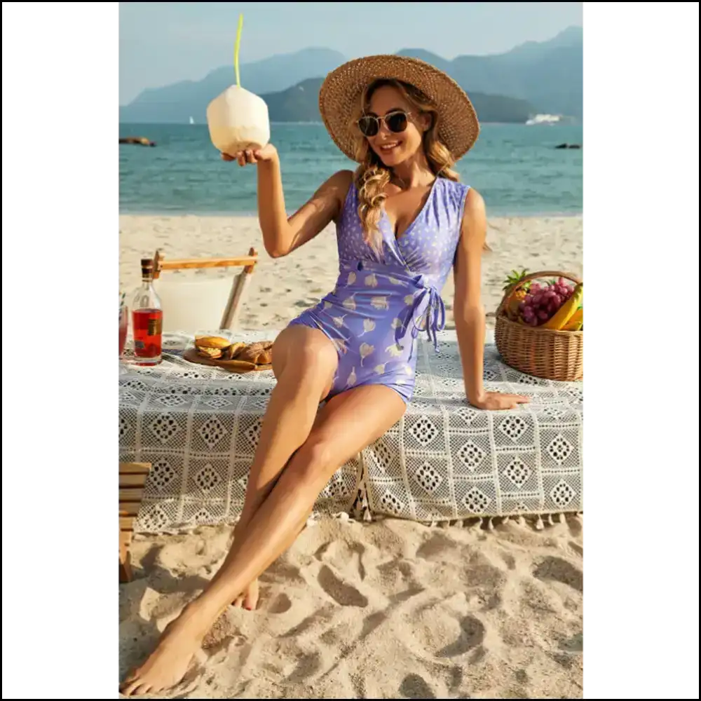 Dive Into Summer with the Fabulous Tied Printed Surplice of Dreams! ππ - One-piece