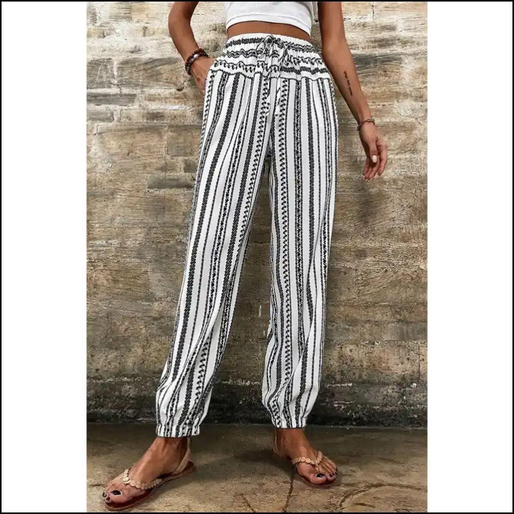 Black Stripe Geometric Cuff Pants: so Chic It’s Criminal (needful Things) 🖤 - Pants