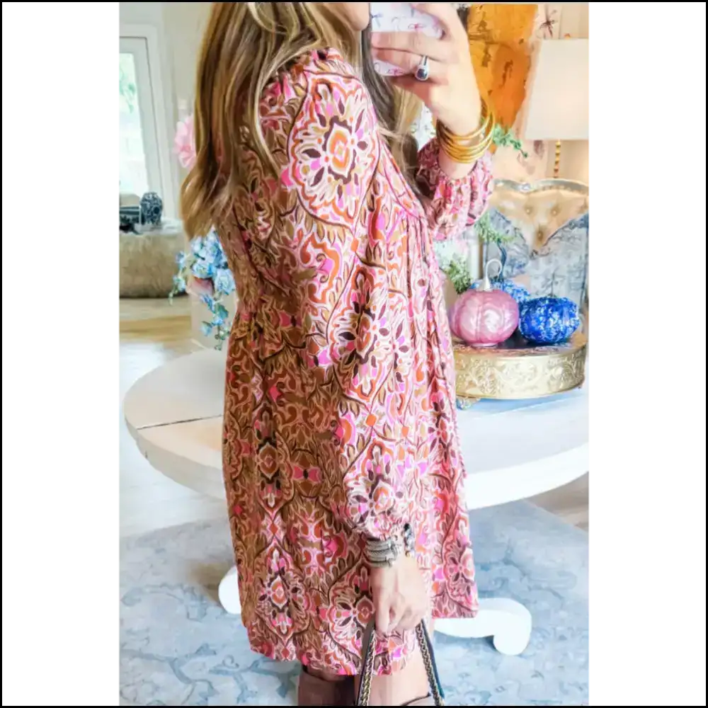 Khaki Abstract Print Dress: Chic Still Single 🤪 Needful Things Short Dresses