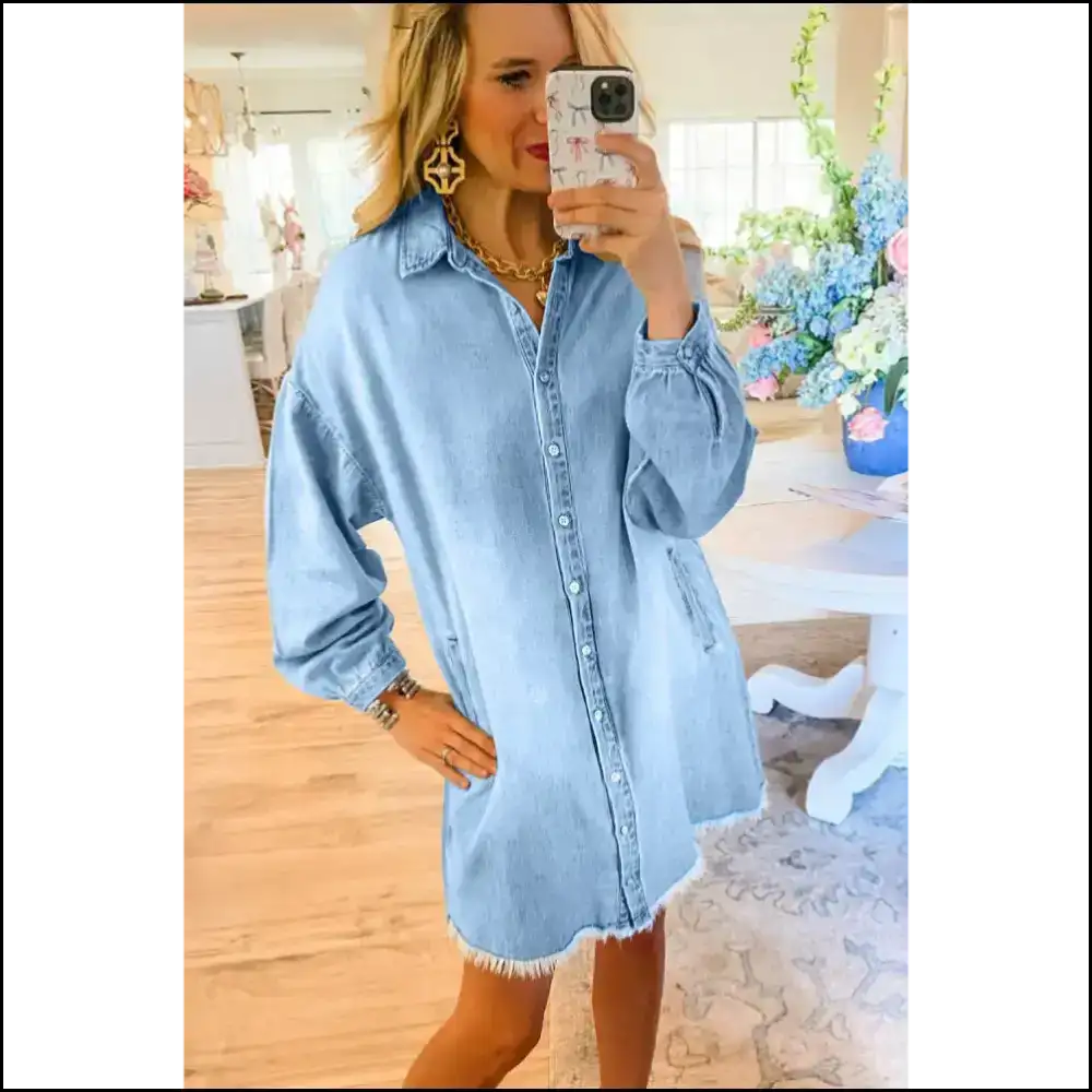 Beau Blue Shirt Dress: Denim Deliciousness! 💙 - Short Dresses