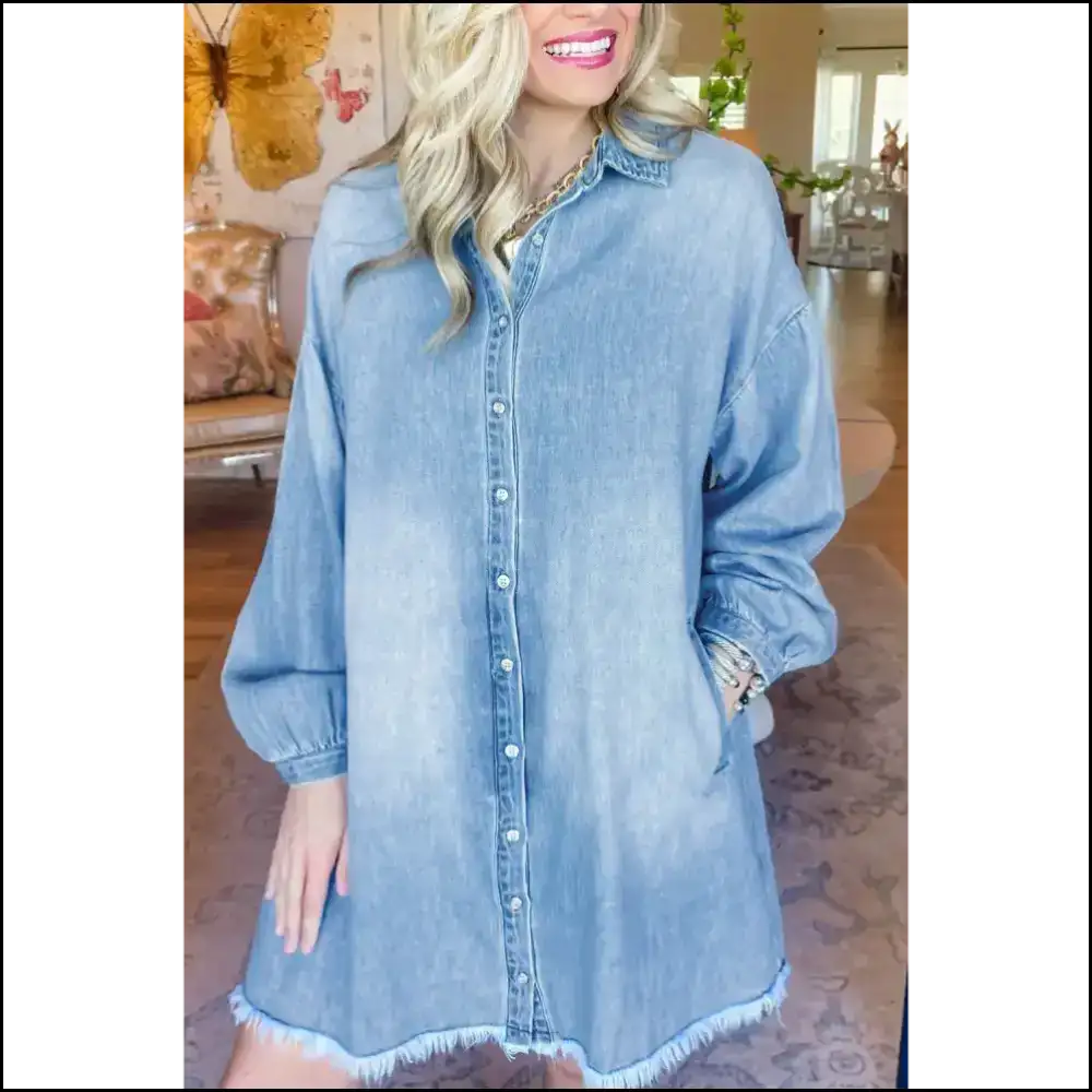 Beau Blue Shirt Dress: Denim Deliciousness! 💙 - Short Dresses