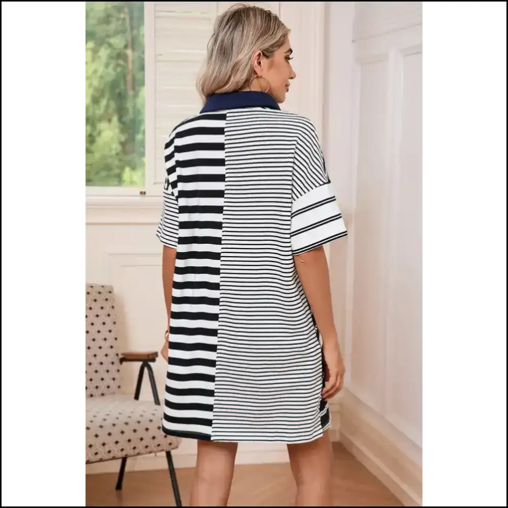 Needful Things: Black Striped Patchwork Dress Warning: May Cause Stares 🖤 Short Dresses