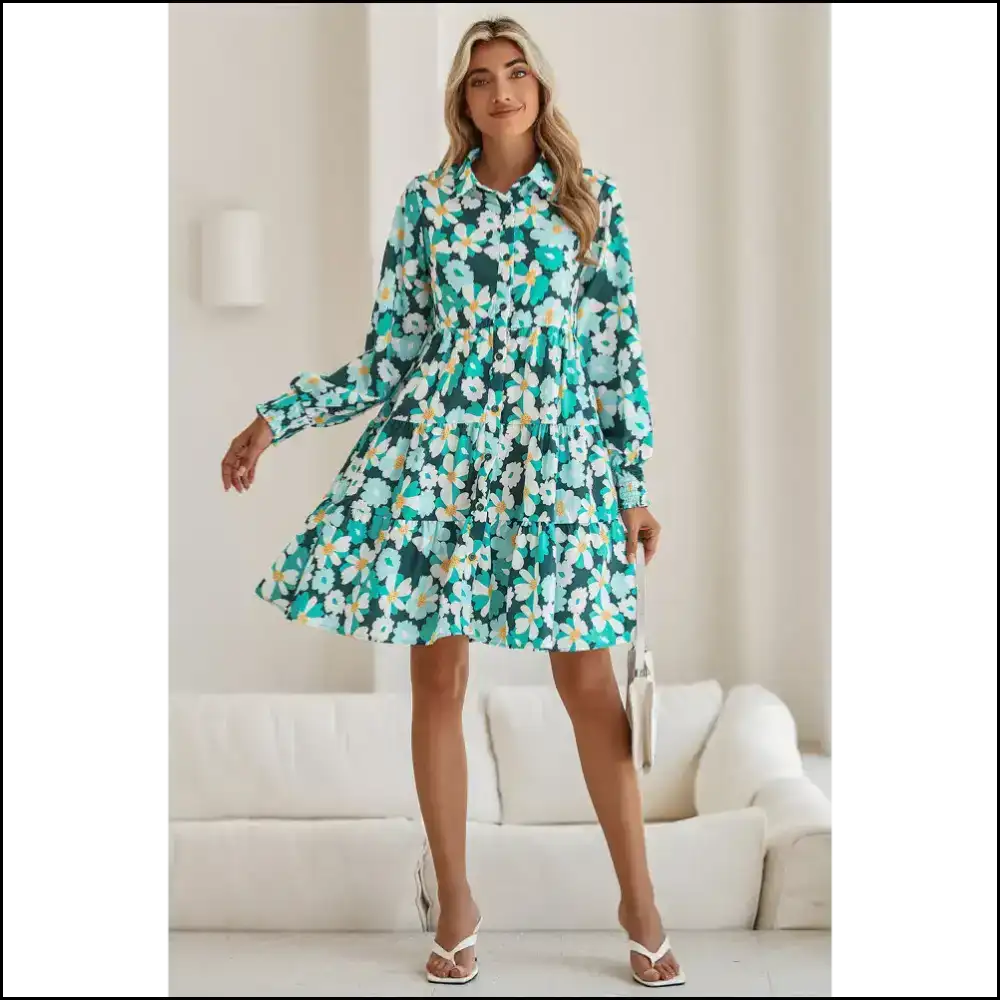 Blackish Green Floral Mini Dress: Slay Queen! π (needful Things) - Short Dresses