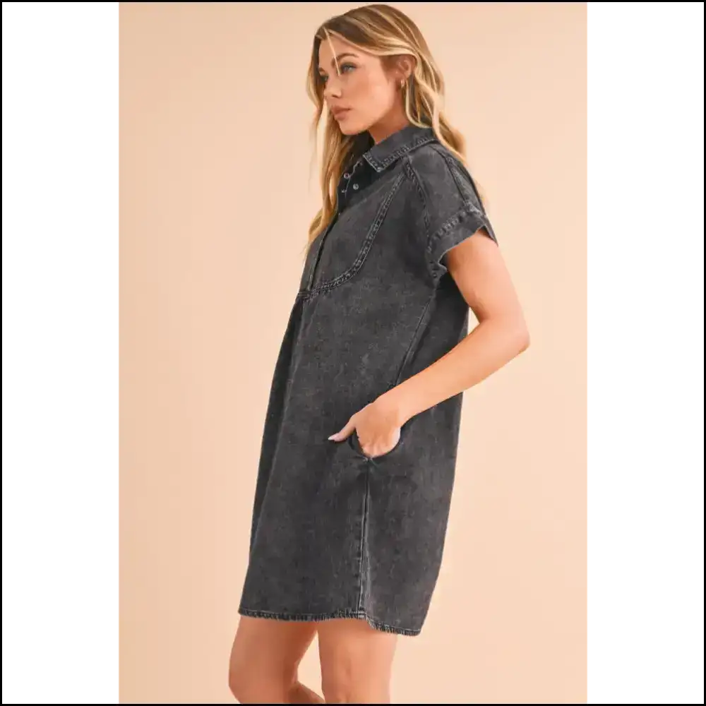 Chic Black Mini Denim Dress: Darling! π Needful Things Approved - Short Dresses