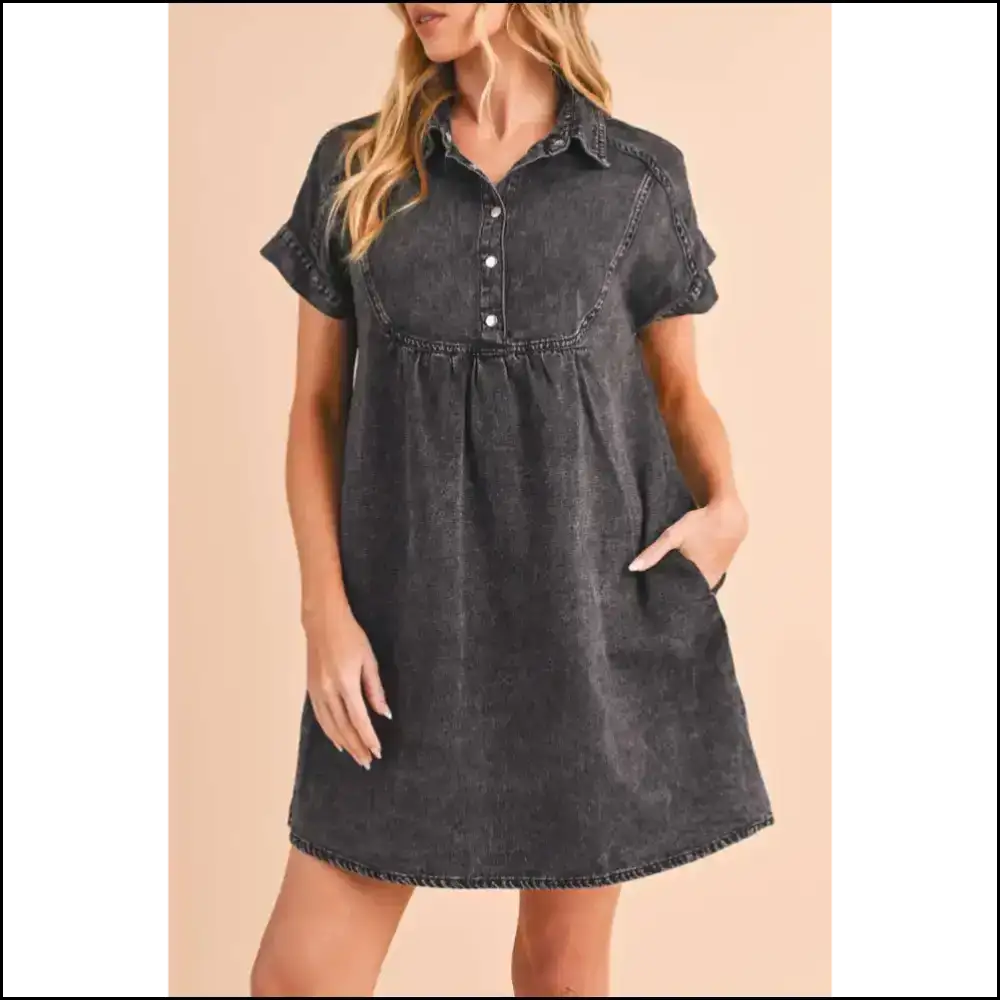 Chic Black Mini Denim Dress: Darling! π Needful Things Approved - s - Short Dresses