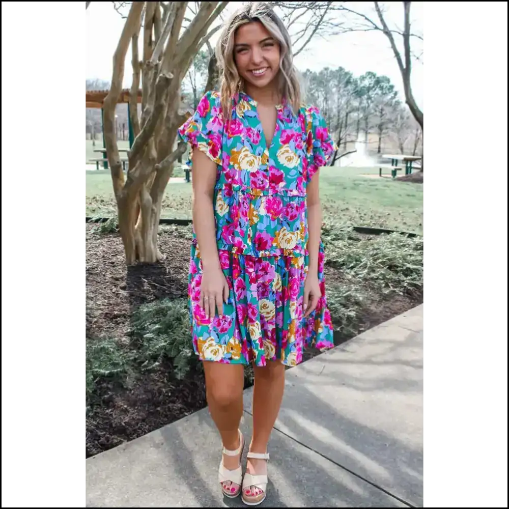 Flirty Green Floral Dress: I’m a Plant! 🪴 Needful Things - Short Dresses