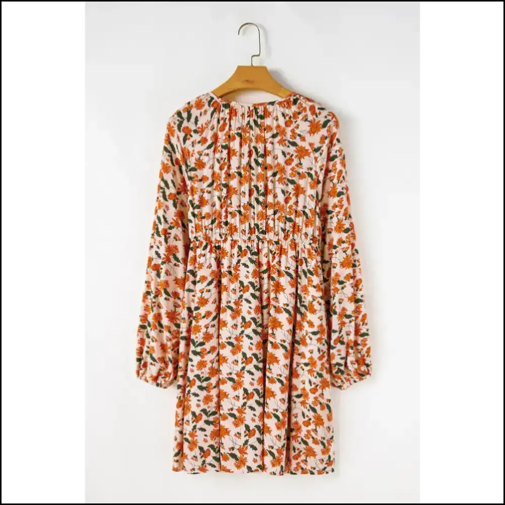 Beige Floral Smocked Dress: Twirl Into Trouble with Needful Things π Short Dresses