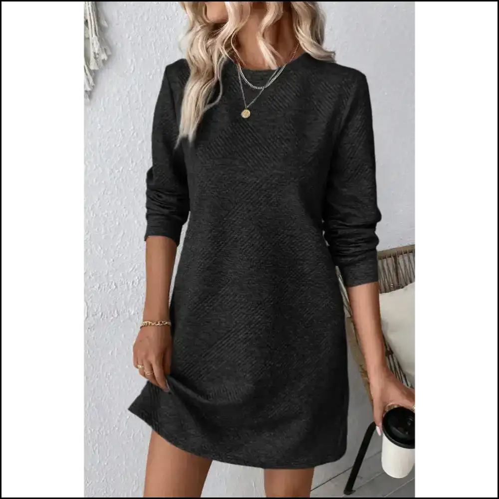 Gray Textured Long Sleeve: Dress to Impress (even your Ex) ๐ Needful Things Short Dresses