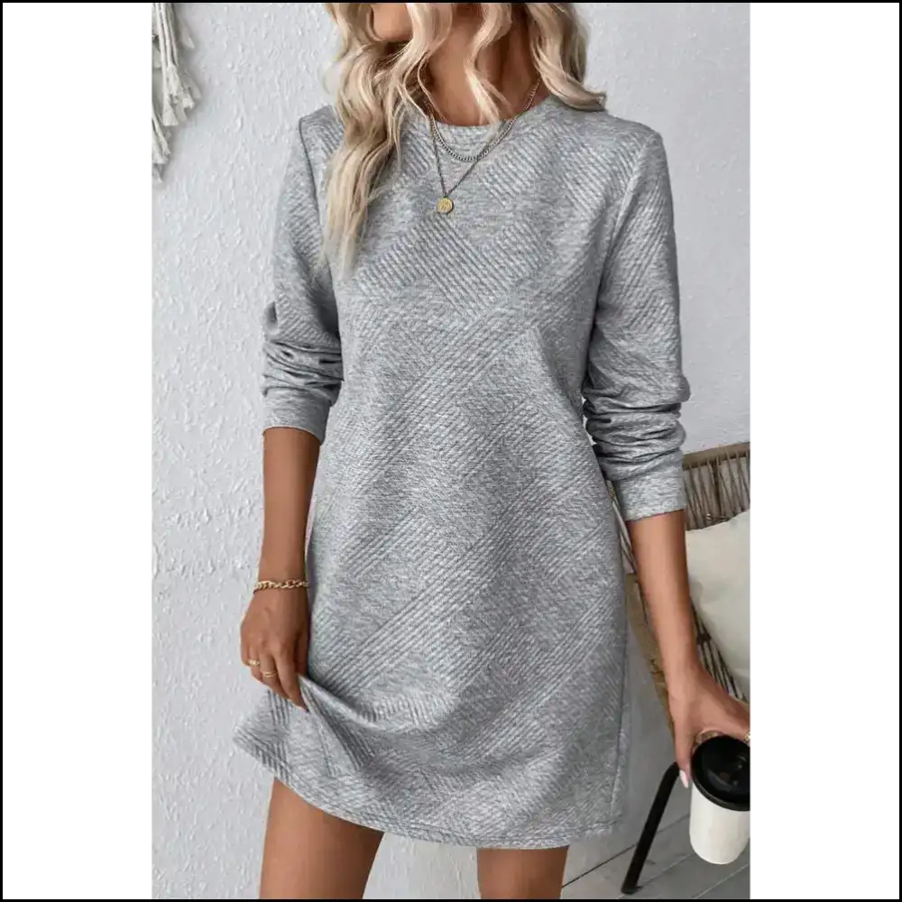 Gray Textured Long Sleeve: Dress to Impress (even your Ex) ๐ Needful Things / s Short Dresses