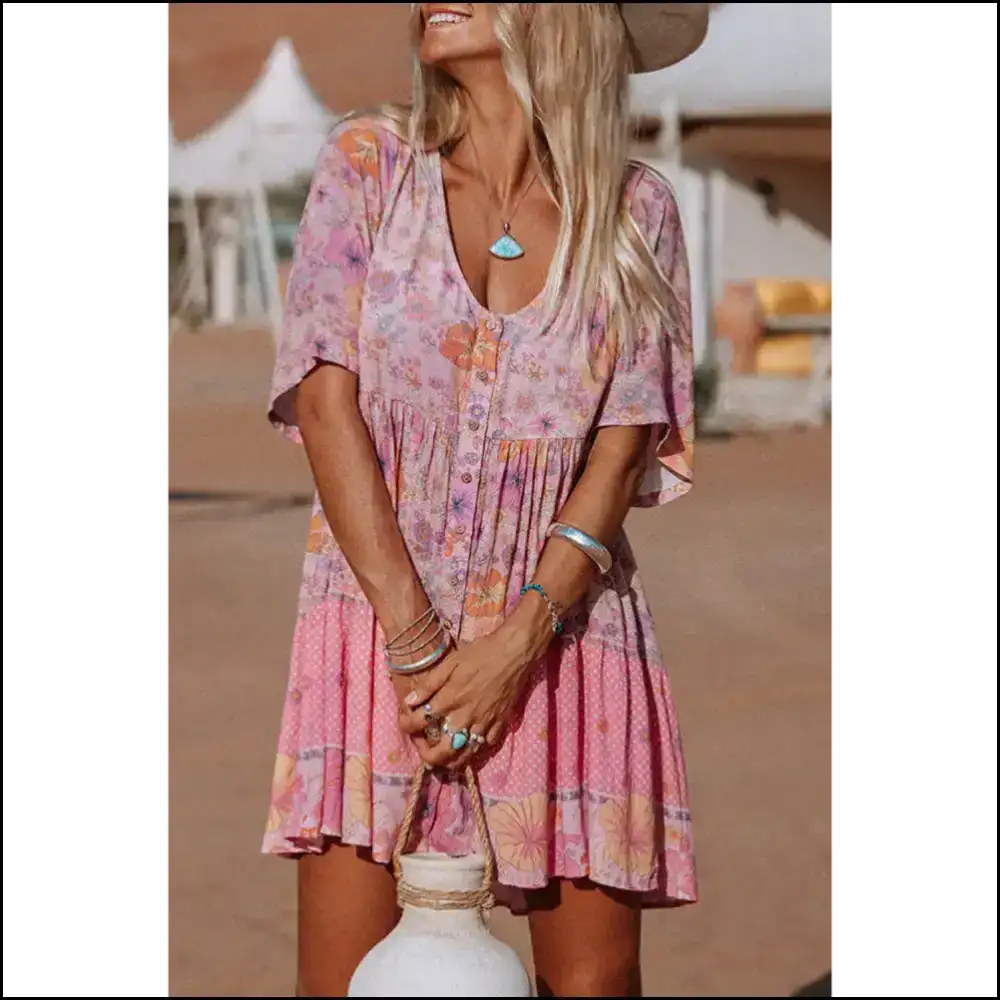 Hibiscus Ruffle Dress: Needful Things’ ?Oops I’m Hot’ Collection 🌺 Multicolor / s Short Dresses
