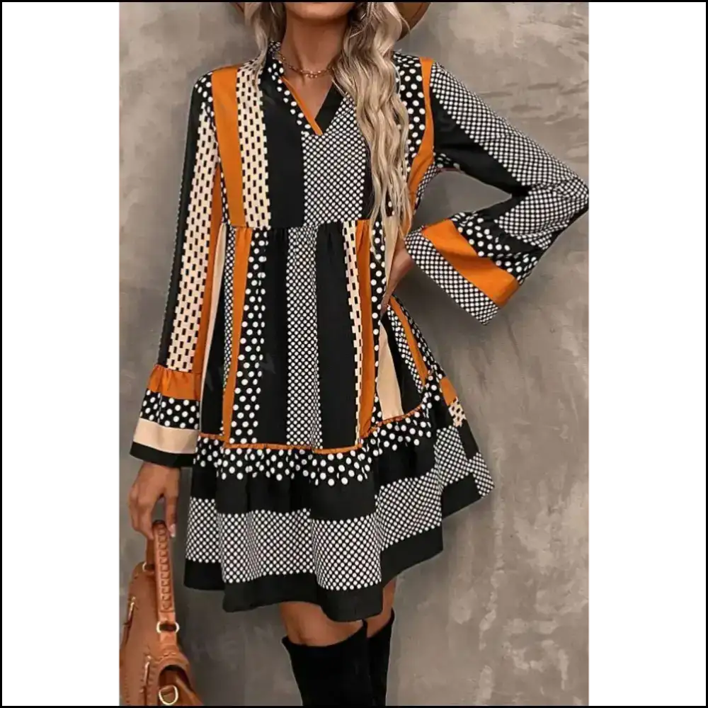 Needful Things: Chic Black Striped Polka Dot Mini Dress Dangerously Cute π / s Short Dresses
