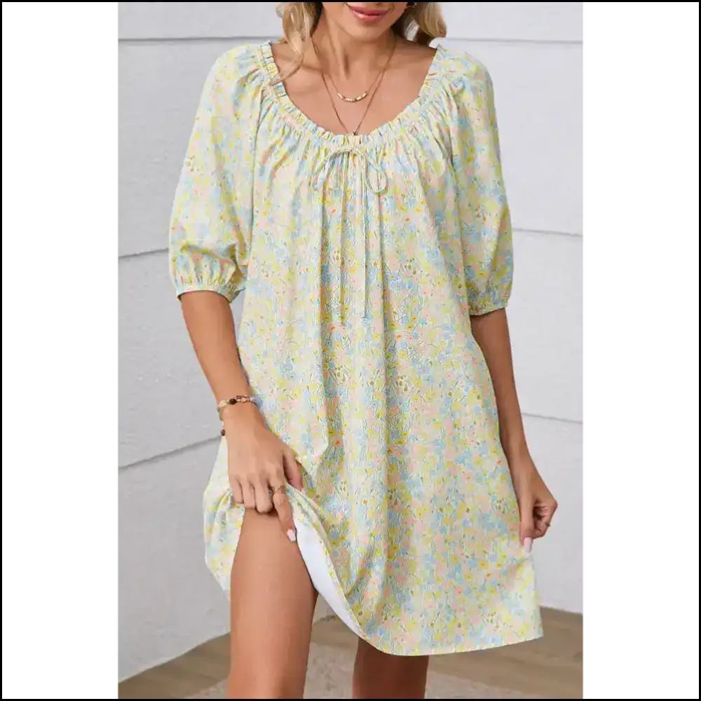Needful Things: Chic Green Floral Mini Dress โ Warning: May Cause Excessive Compliments ๐ - s - Short Dresses