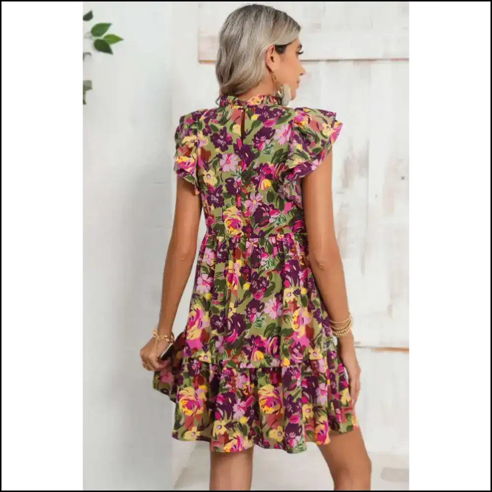 Green Floral Mini Dress: Needful Things’ Garden of Delight! 🌼 Short Dresses
