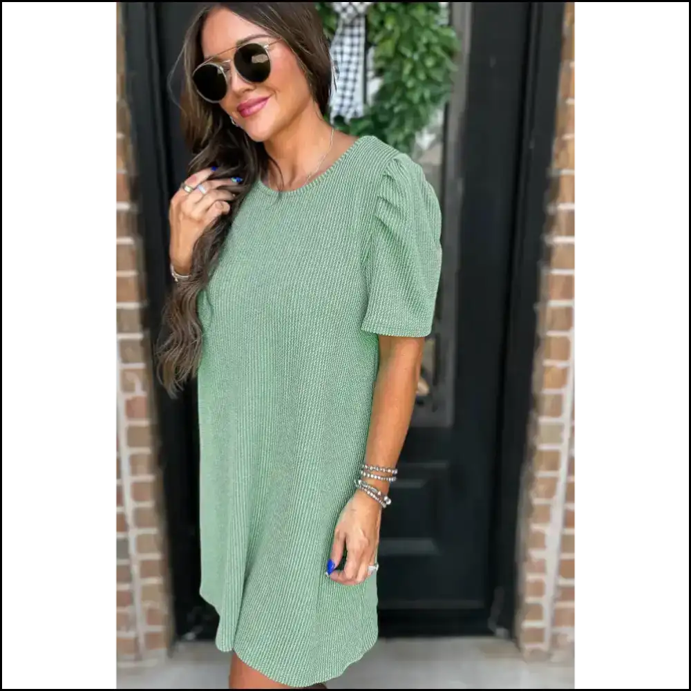 Mint Green Mini Dress: Dangerously Adorable Puff Sleeve Dress Short Dresses