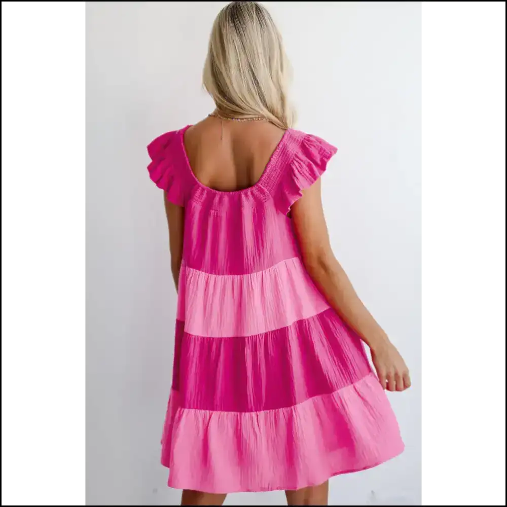 Pink Crinkled Colorblock Mini Dress: Fabulousness (π Needful Things Short Dresses