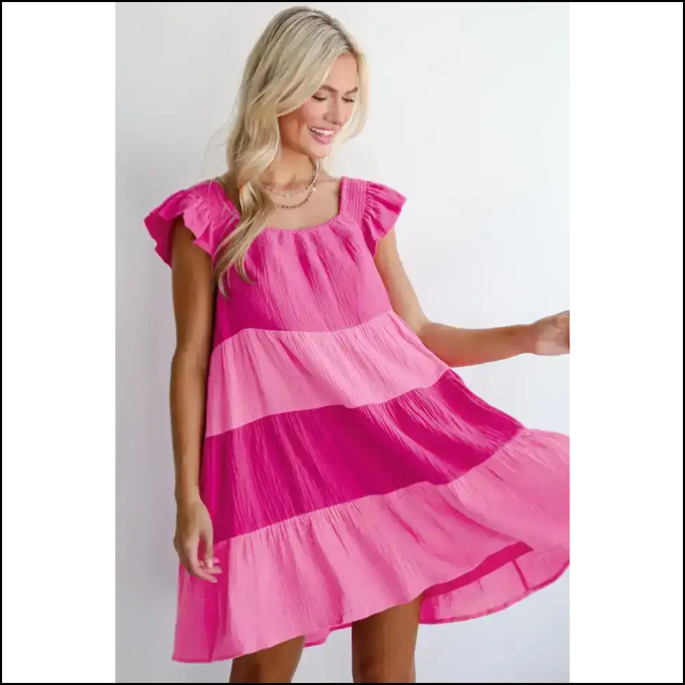 Pink Crinkled Colorblock Mini Dress: Fabulousness (π Needful Things Short Dresses