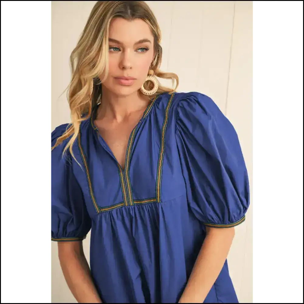 Bluing V-neck Pleated Mini Dress: Dress Like a Goddess! Short Dresses