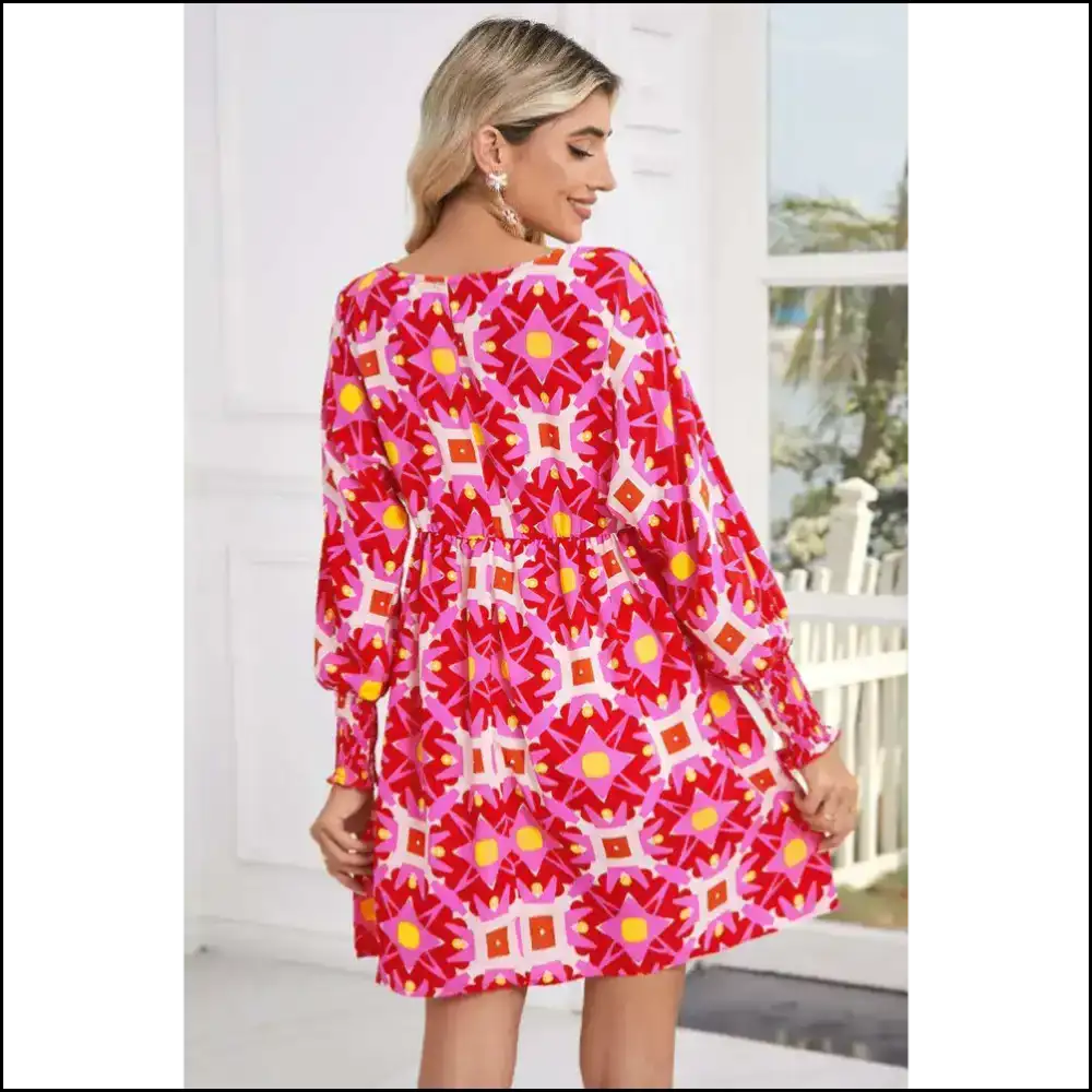 Strawberry Pink Geometric Mini Dress: Frills at Needful Things π Short Dresses