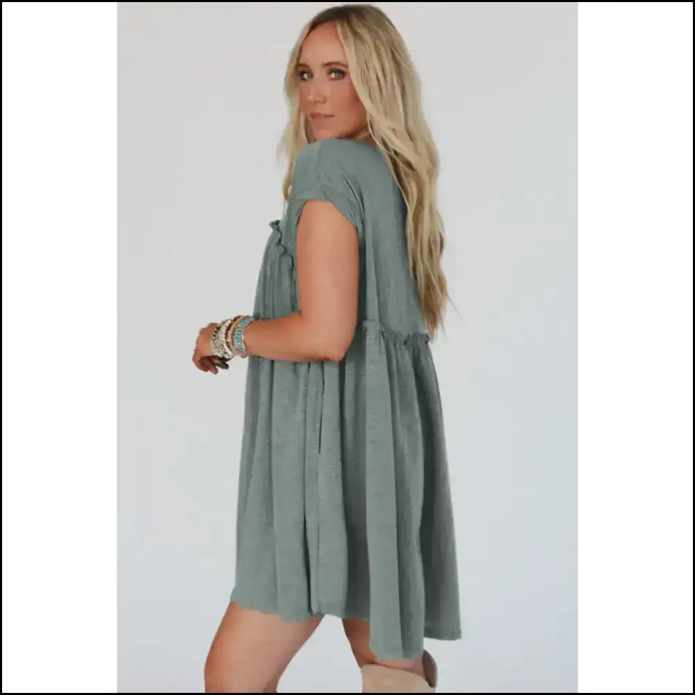 Mist Green Frilled Dress: Basically a Portable Good Vibe ππ Short Dresses