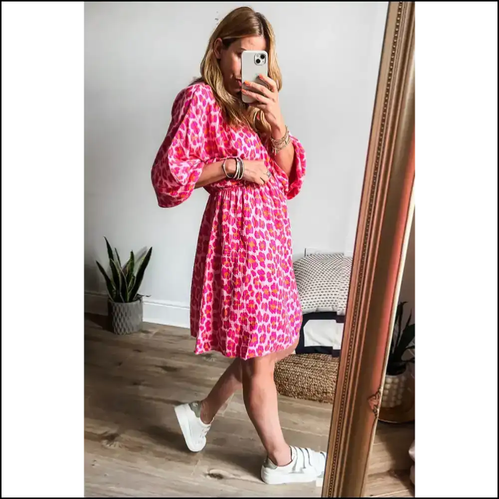 Needful Things: Chic Pink Leopard Dress β so Wild it Roars! π Short Dresses