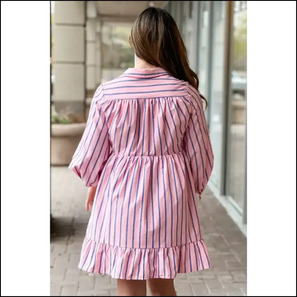 Playful Pink Striped Mini Shirt Dress: Warning May Cause Stares! 💖 Needful Things - Short Dresses