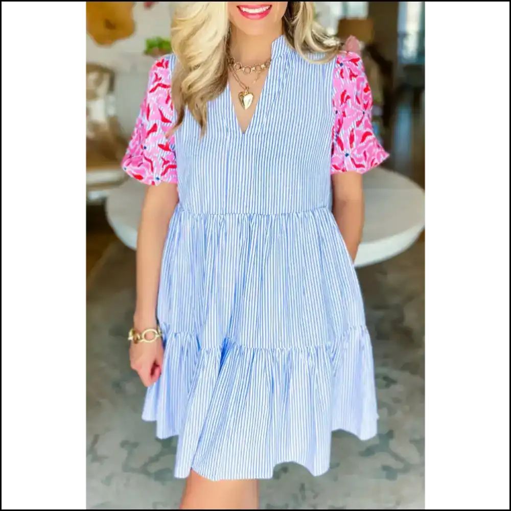 Sky Blue Stripe Dress: Garden Goddess or Accidental Cult Leader? Needful Things ๐ / s Short Dresses