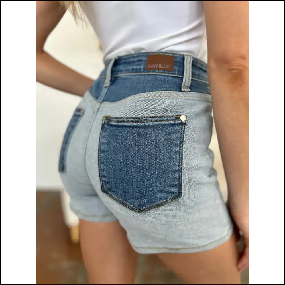 Judy Blue Color Block Full Size Denim Shorts