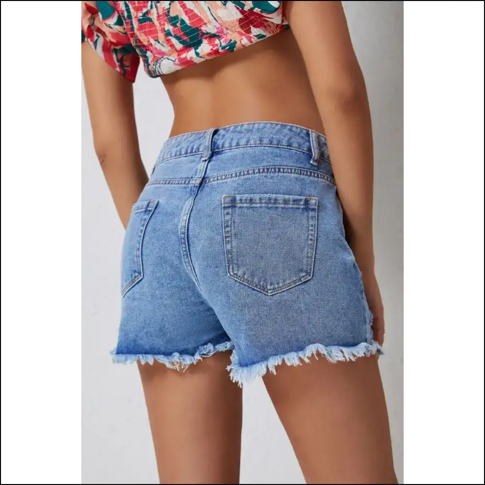 High Rise Crossover Waist Denim Shorts