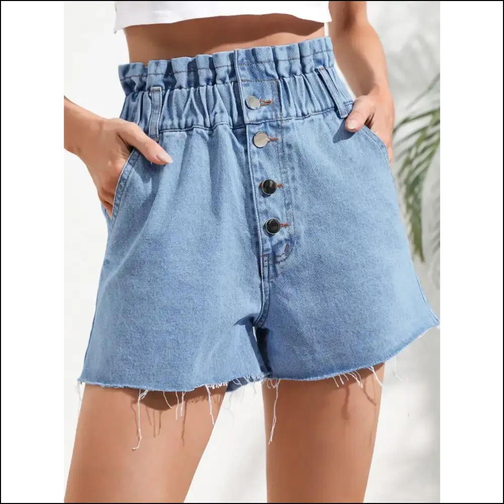 Chic Denim Shorts with Pockets - Medium / Xl