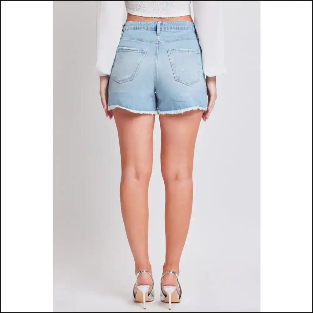 Ymi Distressed Frayed Hem Denim Shorts