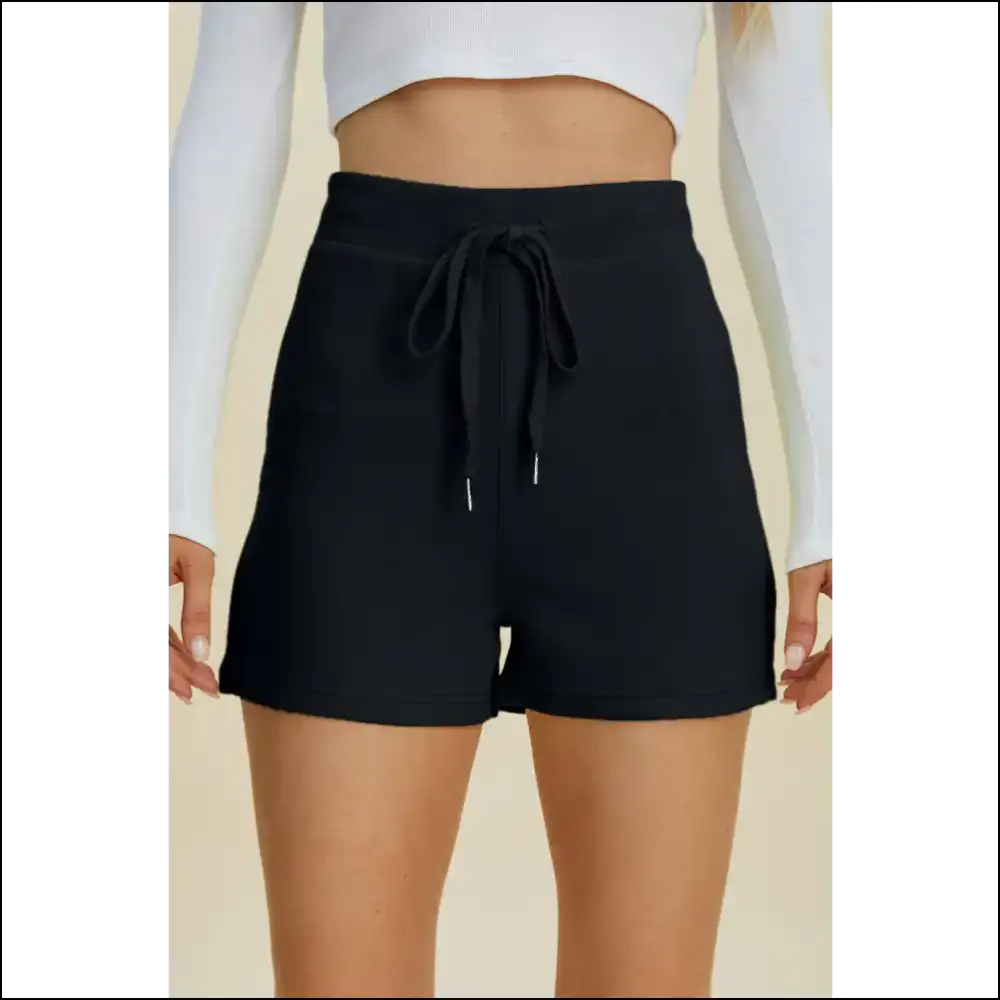 Basic Bae Scuba Drawstring High Waist Shorts - Black / l