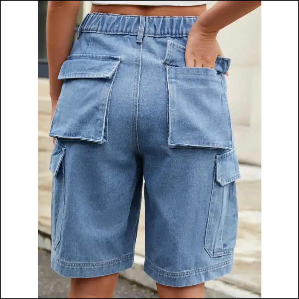 Chic High Waist Denim Shorts with Pockets