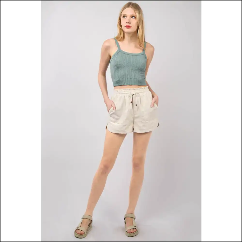 Chic Eco-friendly Linen Drawstring Shorts for Women