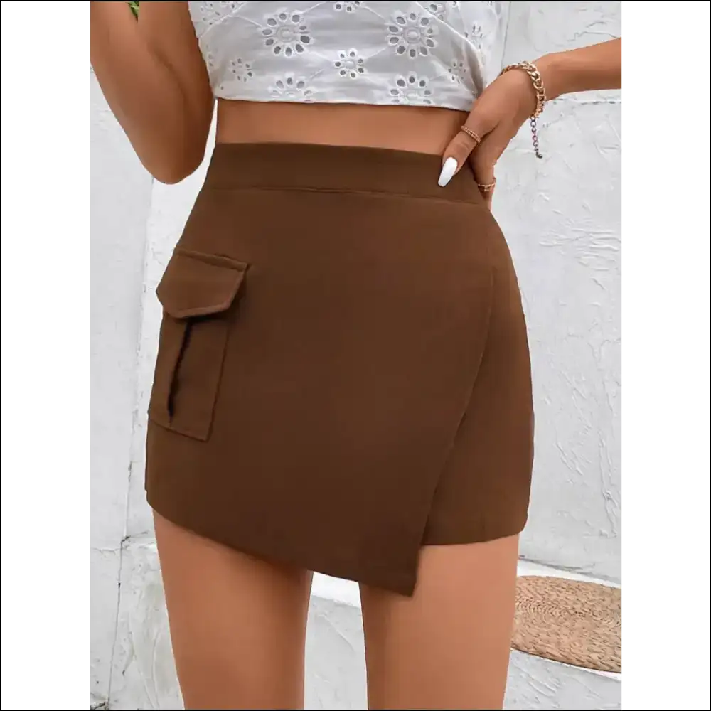 Perfee Pocketed High Waist Shorts
