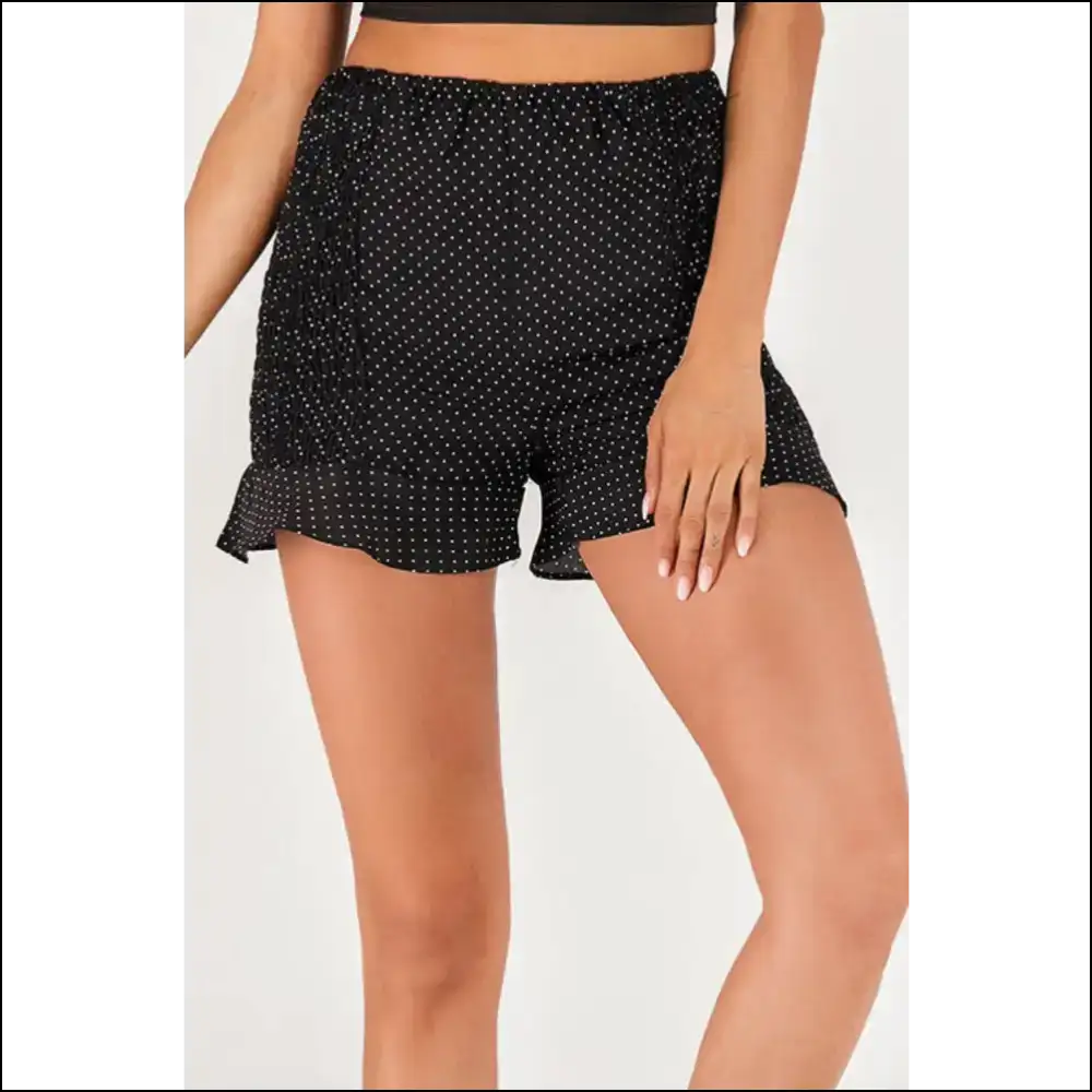 Polka Dot Smocked Ruffle Hem Shorts