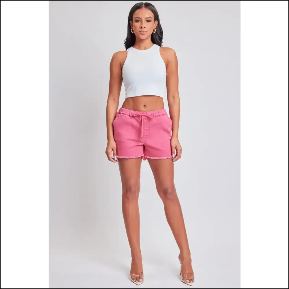 Ymi Drawstring Raw Hem Shorts - Trendy & Chic