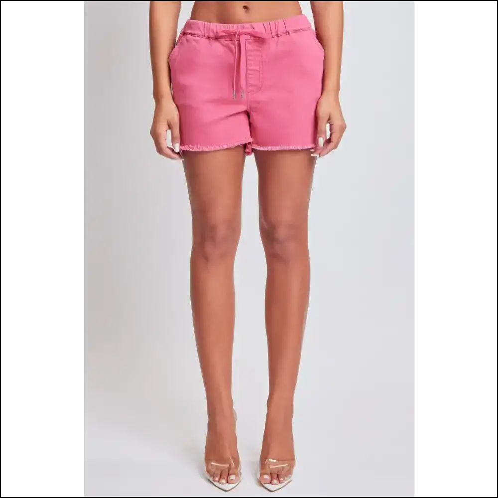 Ymi Drawstring Raw Hem Shorts - Trendy & Chic