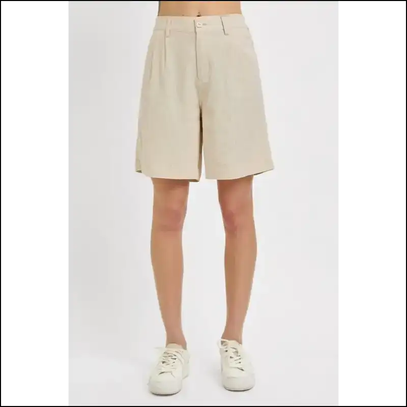 Risen High Rise Pleated Front Shorts