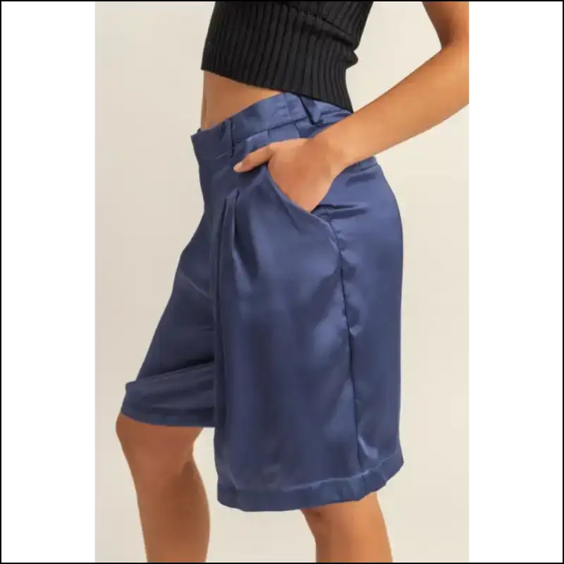 Chic High-waist Pleated Satin Shorts