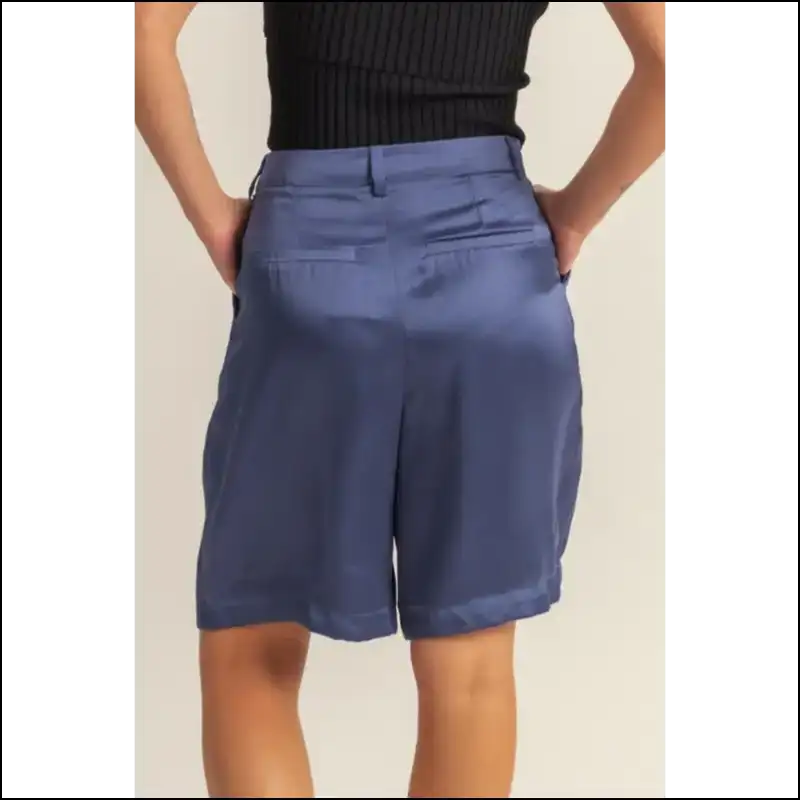 Chic High-waist Pleated Satin Shorts