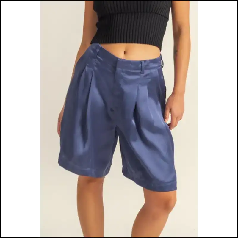 Chic High-waist Pleated Satin Shorts