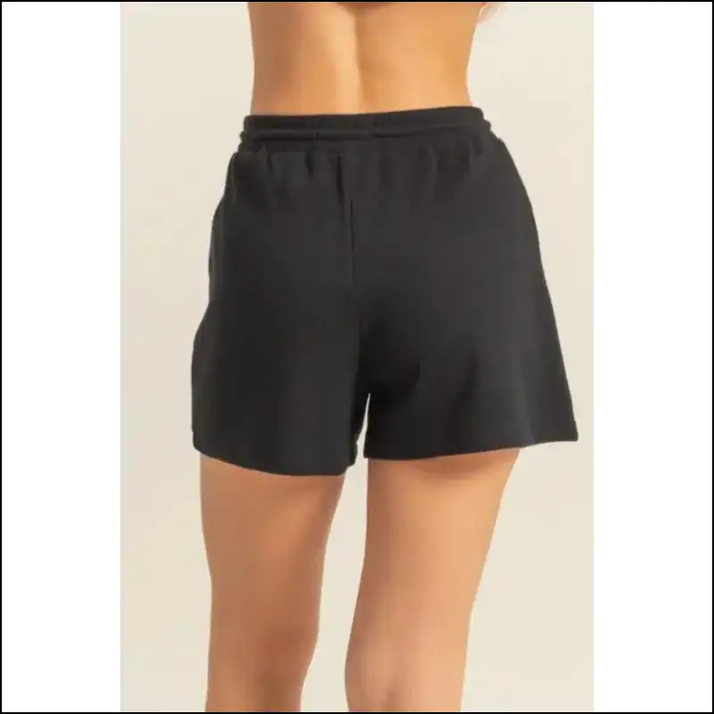 Cozy Drawstring Wfle Knit Front Pocket Shorts