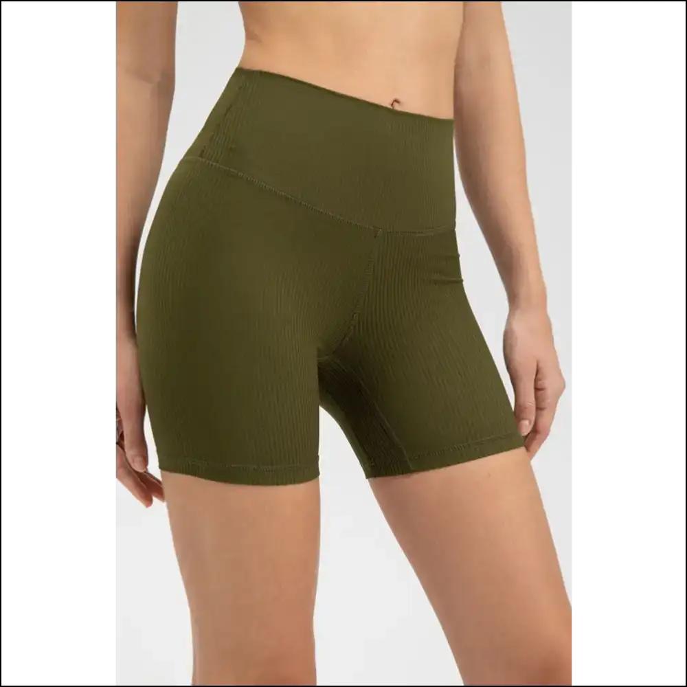 Chic Wide Waistband Slim Fit Sports Shorts - Moss / m