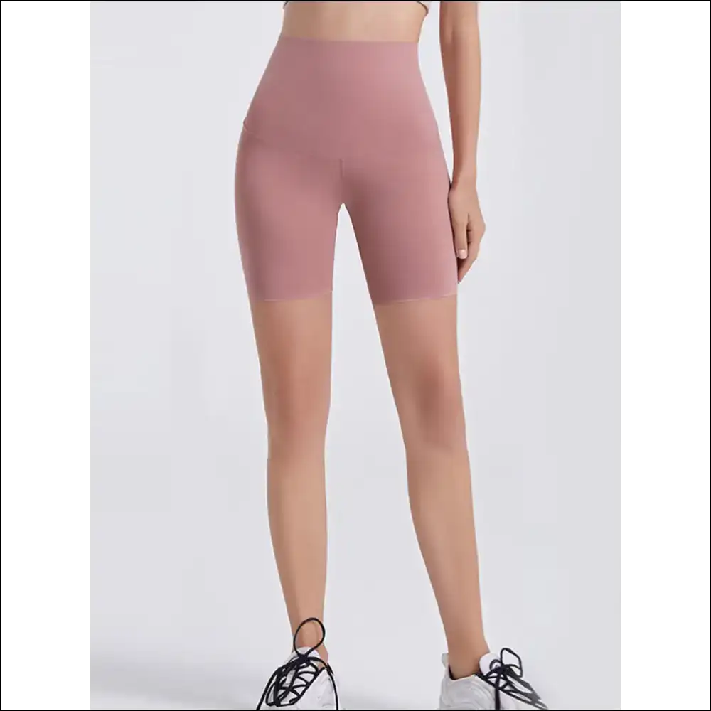 Chic Wide Waistband Sports Shorts for Women - Dusty Pink / m