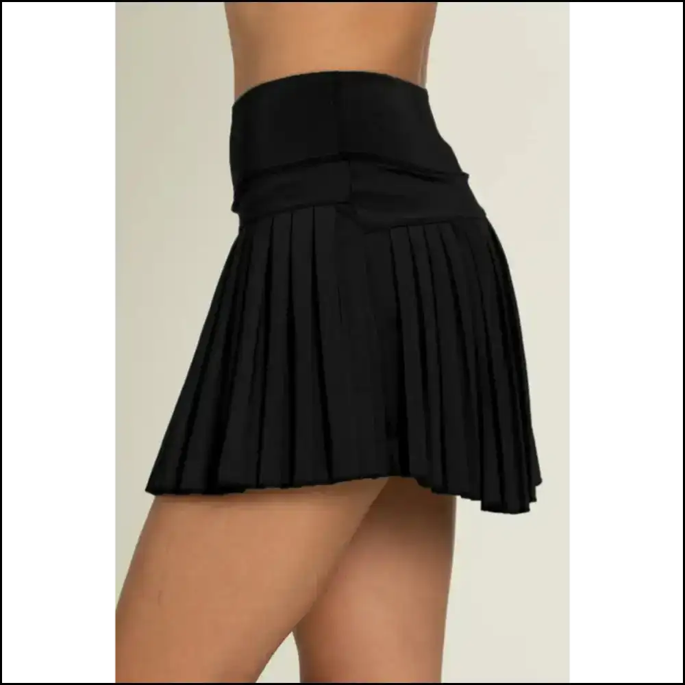 Black Pleated Yoga Skirt World Domination Outfit - Skirts
