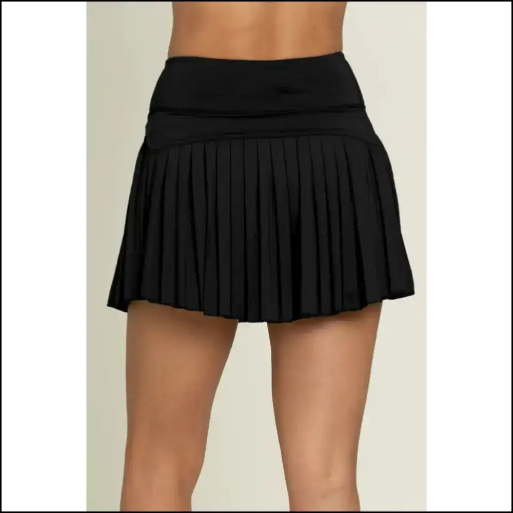 Black Pleated Yoga Skirt World Domination Outfit - Skirts
