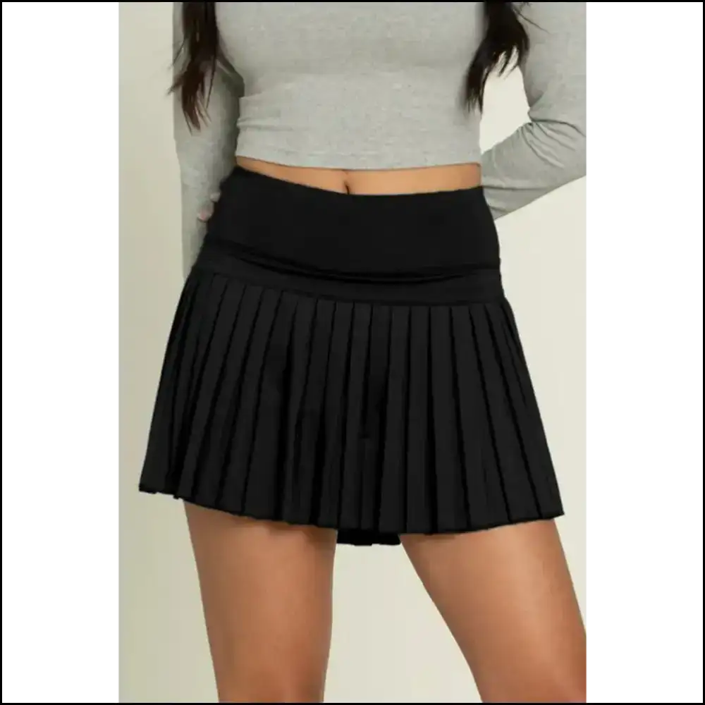 Black Pleated Yoga Skirt World Domination Outfit - Skirts